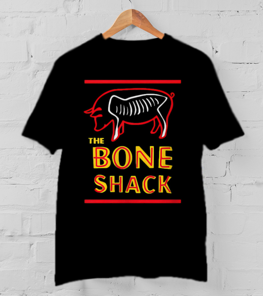 THE BONE SHACK Pig Neon Style Rib Outline T-Shirt