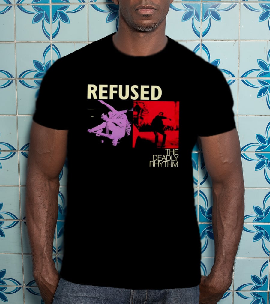Refused The Deadly Rhythm Skater Red And Purple Imagery T-Shirt