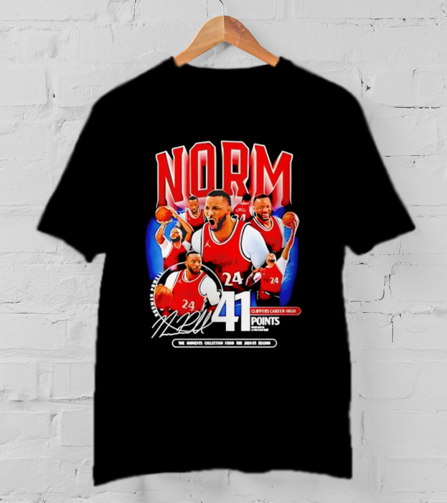 Clippers Norman Powell 24 Clippers Career High Signature 41 Points T-Shirt