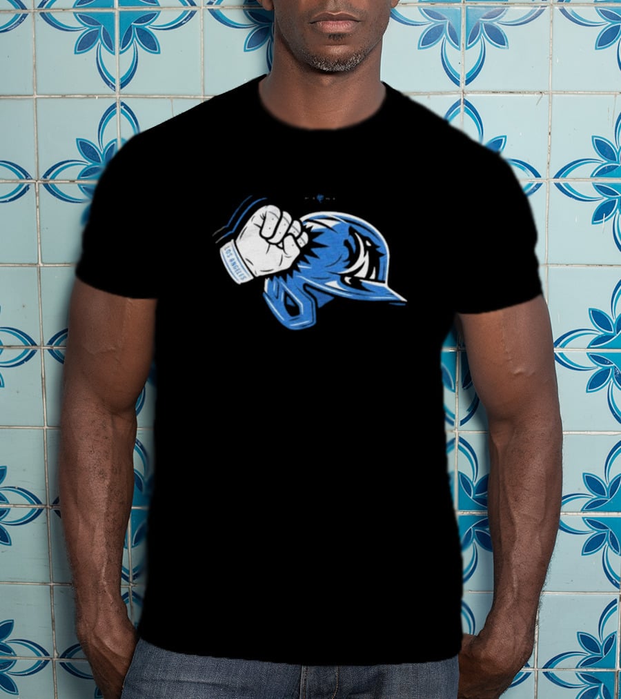 The Wolf Of Chavez Ravine Los Angeles Dodgers Fist Bump Helmet T-Shirt