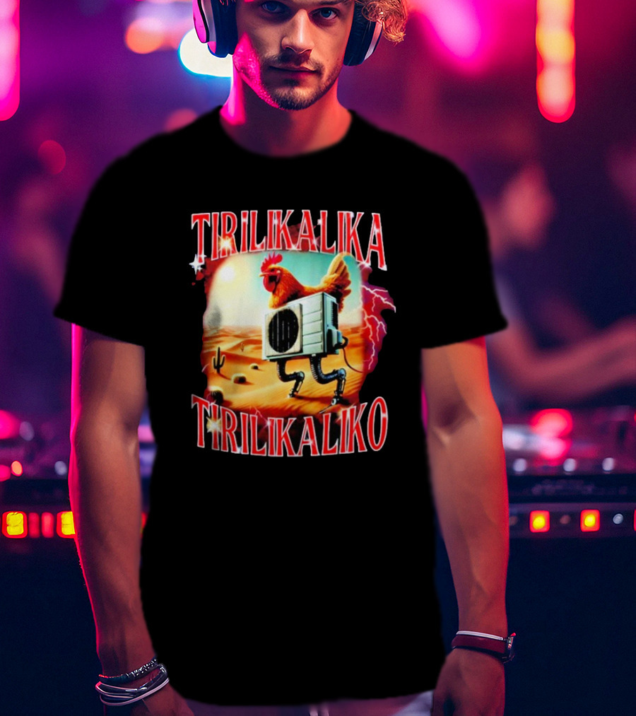 Tirilikalika Tirilikaliko Chicken Robot Desert Scene T-Shirt