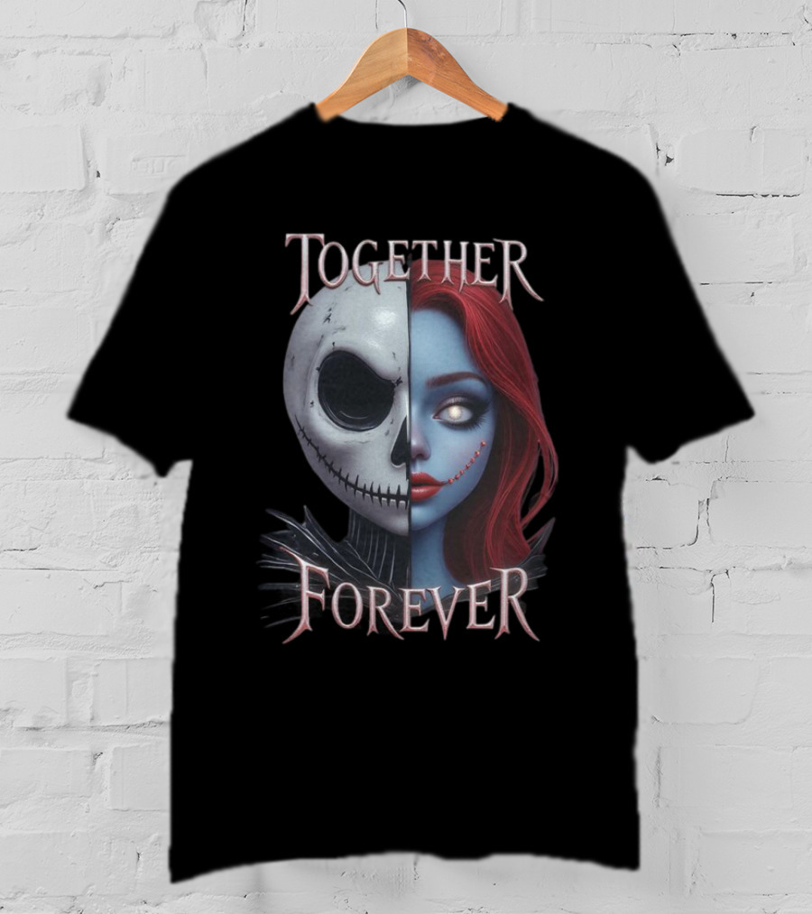 Together Forever Jack And Sally Half Face Mashup T-Shirt