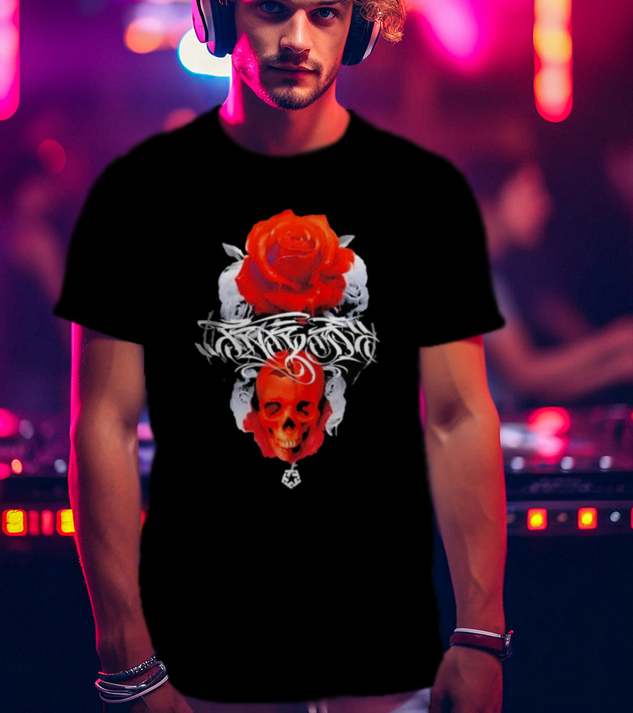 Tribal Gear Huit Rose Skull And Rose Graphic T-Shirt