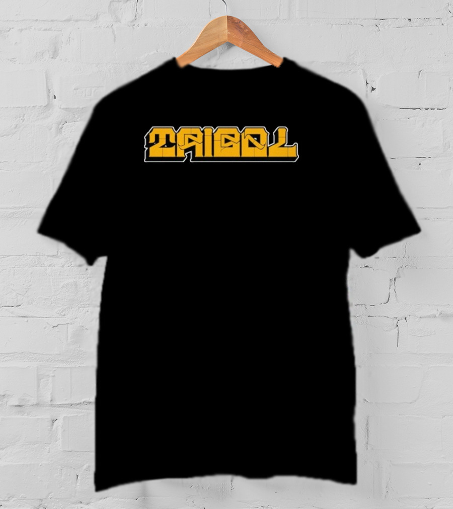 Tribal Gear Victim Gold Graffiti Font Bold Yellow Text T-Shirt