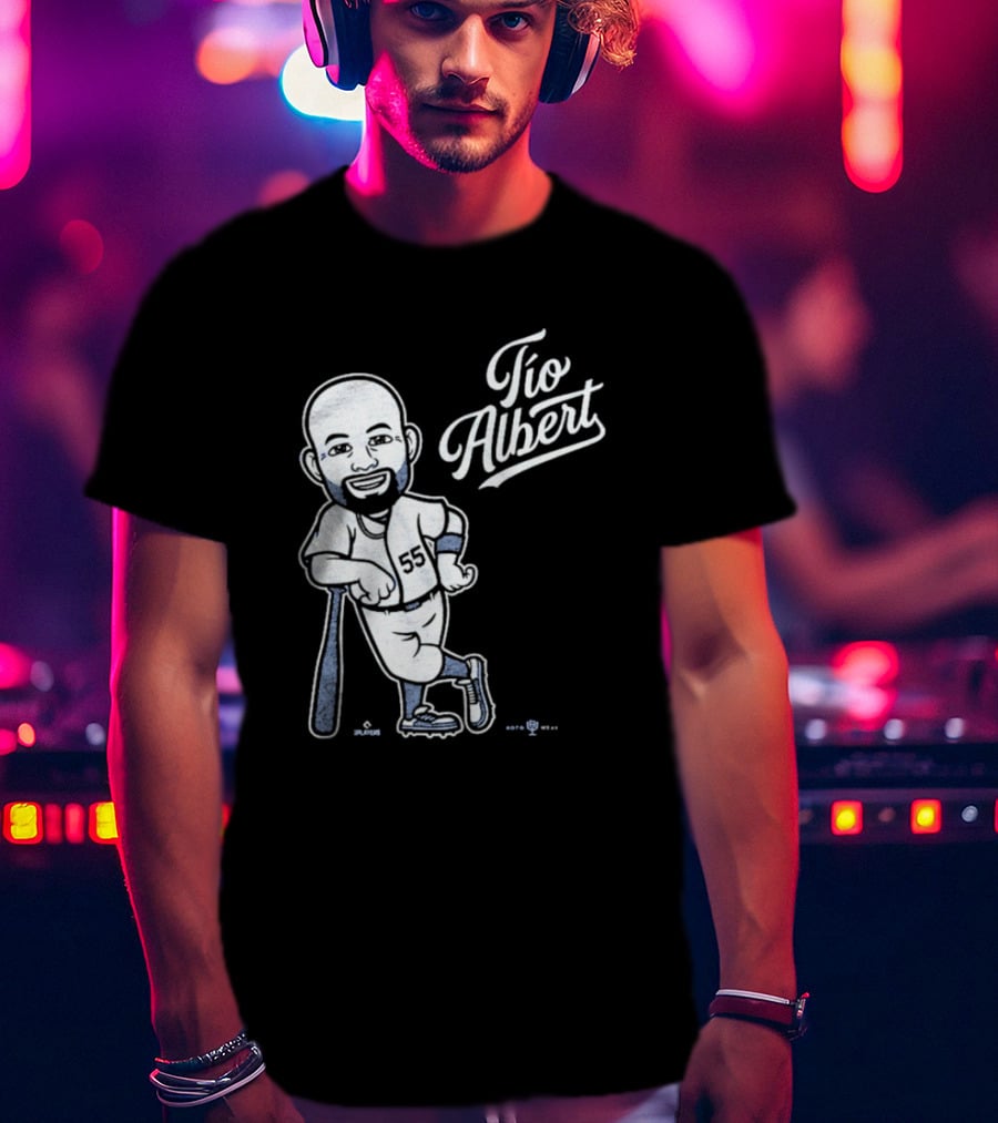 Tío Albert Baseball Player Cartoon With Bat And Number 55 T-Shirt