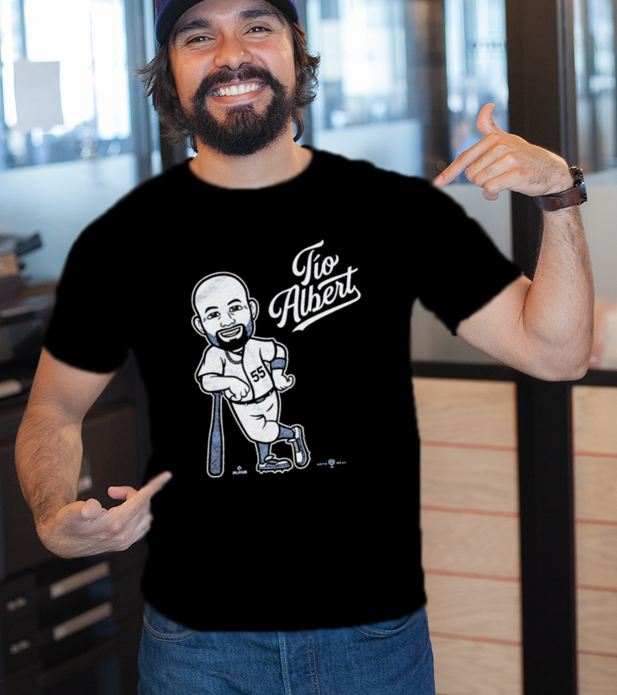 Tío Albert Baseball Player Cartoon With Bat And Number 55 T-Shirt