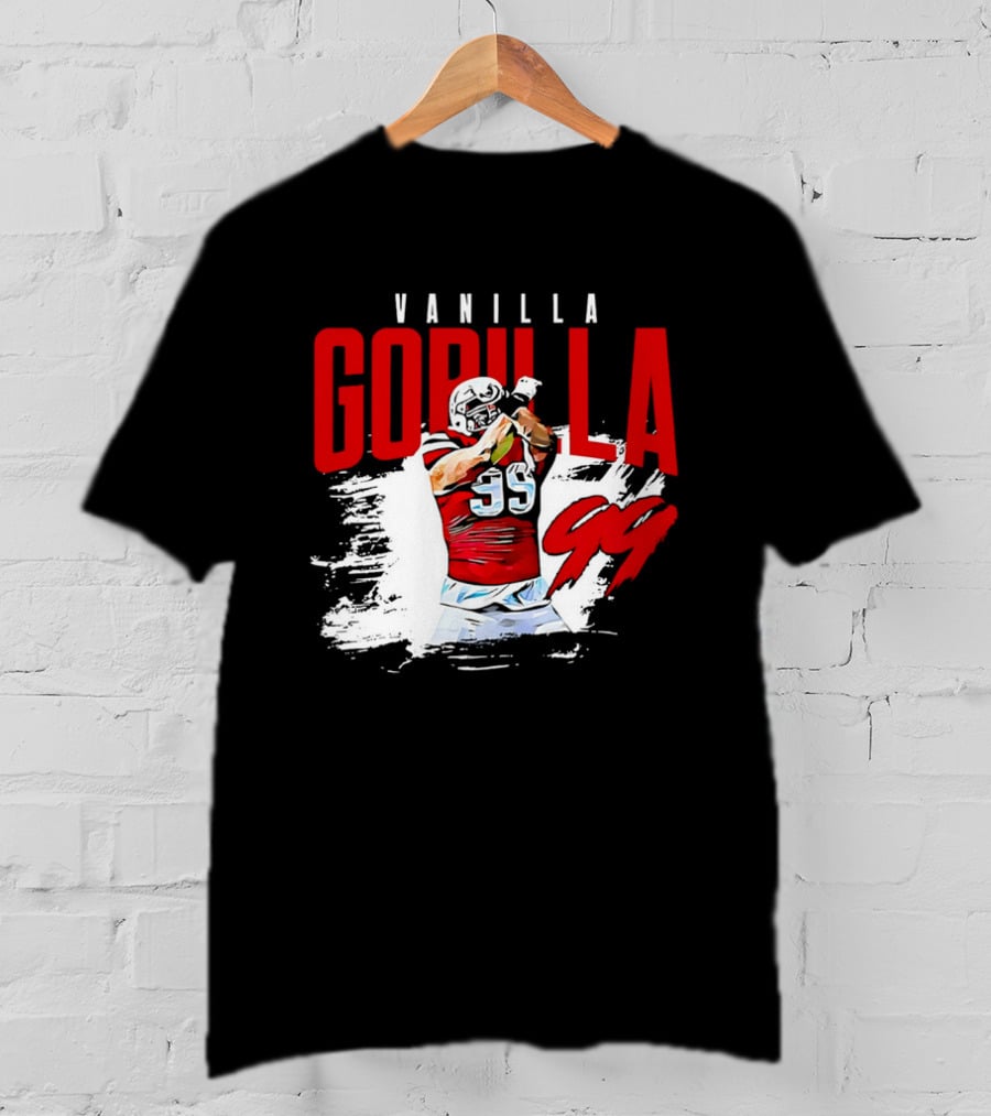 Vanilla Gorilla Number 99 Football Jersey Athlete Action Pose T-Shirt