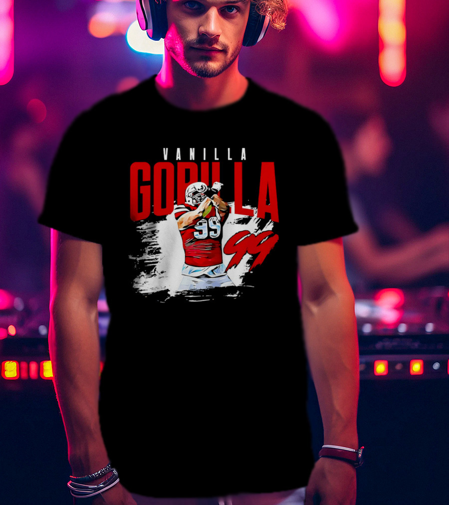 Vanilla Gorilla Number 99 Football Jersey Athlete Action Pose T-Shirt