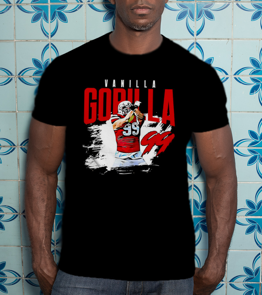 Vanilla Gorilla Number 99 Football Jersey Athlete Action Pose T-Shirt