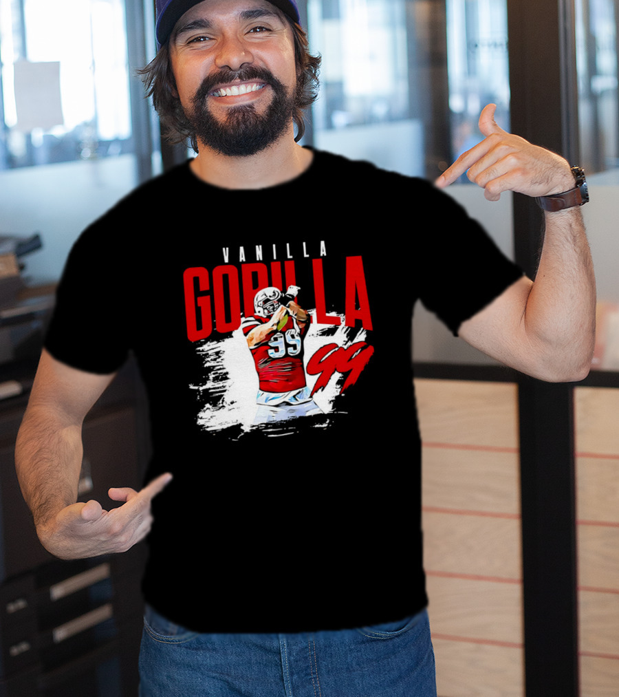 Vanilla Gorilla Number 99 Football Jersey Athlete Action Pose T-Shirt