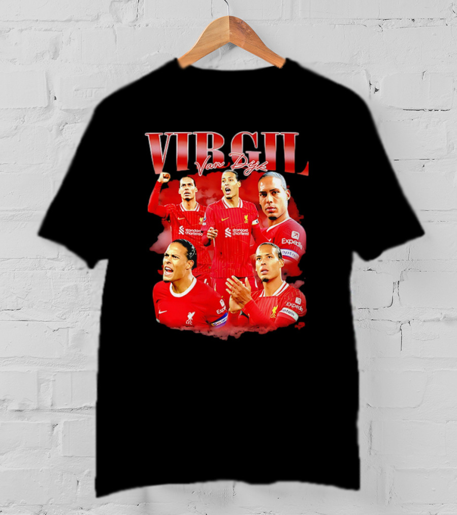 Virgil Van Dijk Liverpool FC Number 4 Captain Liverpool Red Jersey T-Shirt