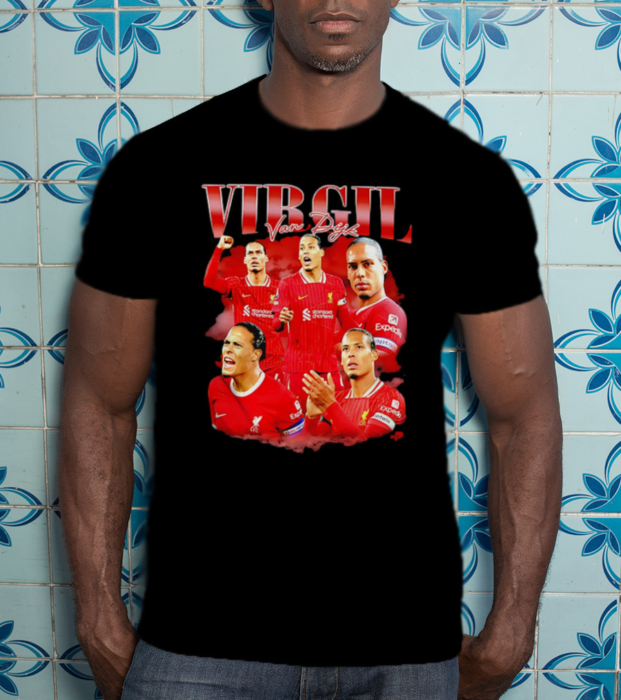 Virgil Van Dijk Liverpool FC Number 4 Captain Liverpool Red Jersey T-Shirt