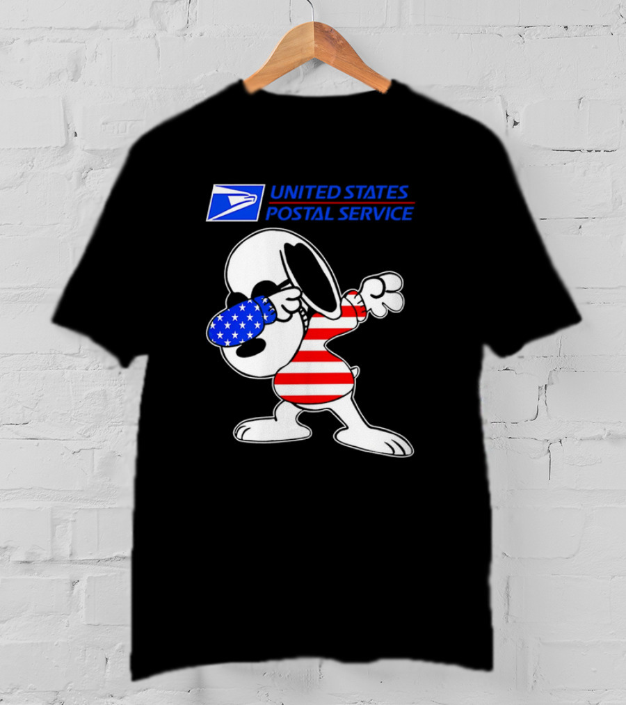 USPS United States Postal Service Snoopy Dabbing American Flag T-Shirt