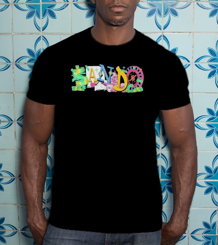 Vegas Matt Sando Casino Theme Money Roulette And Dice T-Shirt