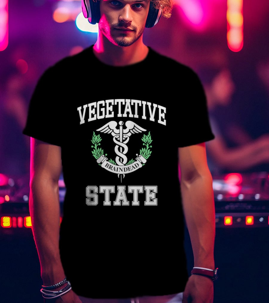 Vegetative State Caduceus Emblem Laurel Wreath T-Shirt