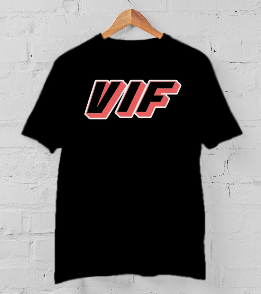VIF Bold Red Black Outline Text T-Shirt