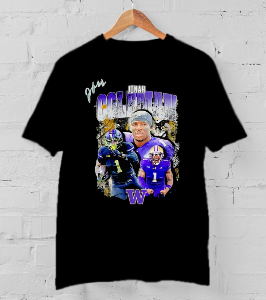 Jonah Coleman Washington Huskies Simply College Football W Player Signature T-Shirt