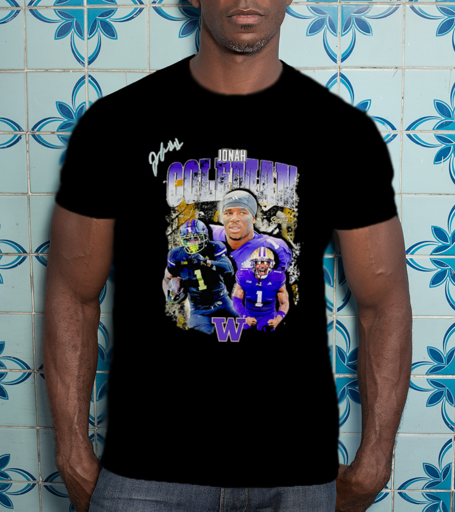 Jonah Coleman Washington Huskies Simply College Football W Player Signature T-Shirt
