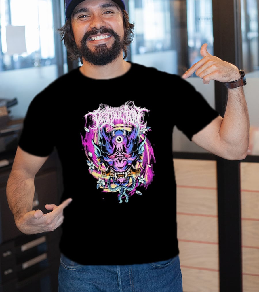 Within Destruction Psychedelic Oni Mask With Floral Accents T-Shirt