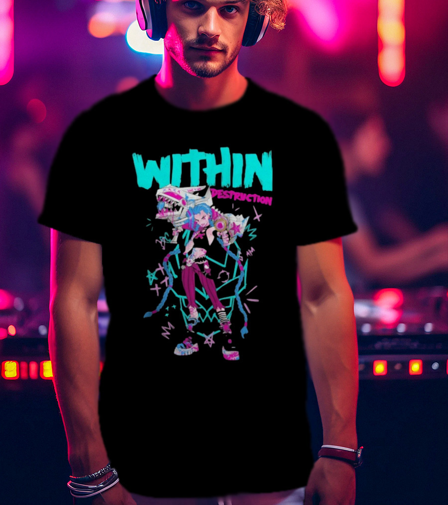 Within Destruction Jinx Slam Arcane League Of Legends Star Imagery T-Shirt