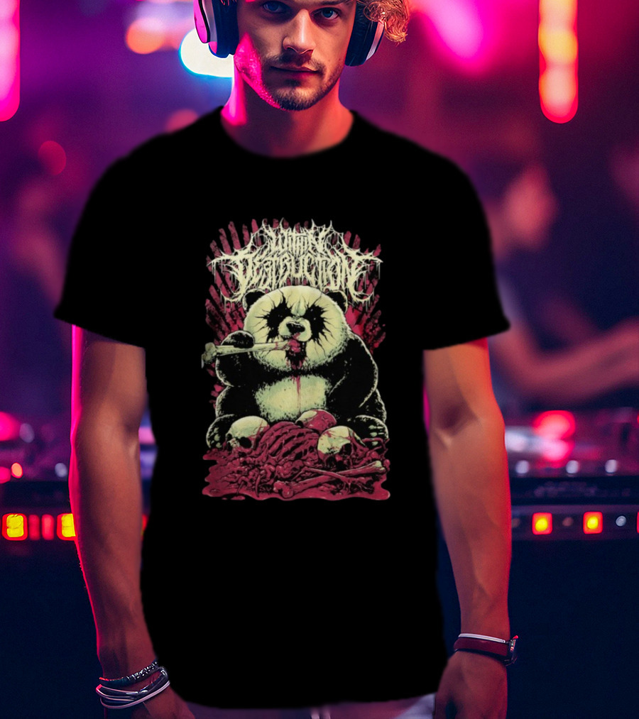 "Within Destruction Kawaii Panda Eating Noodles With Skulls And Bones" T-Shirt