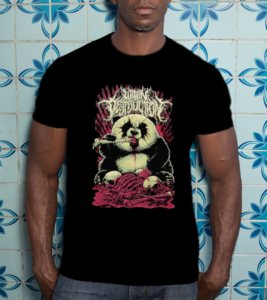 "Within Destruction Kawaii Panda Eating Noodles With Skulls And Bones" T-Shirt