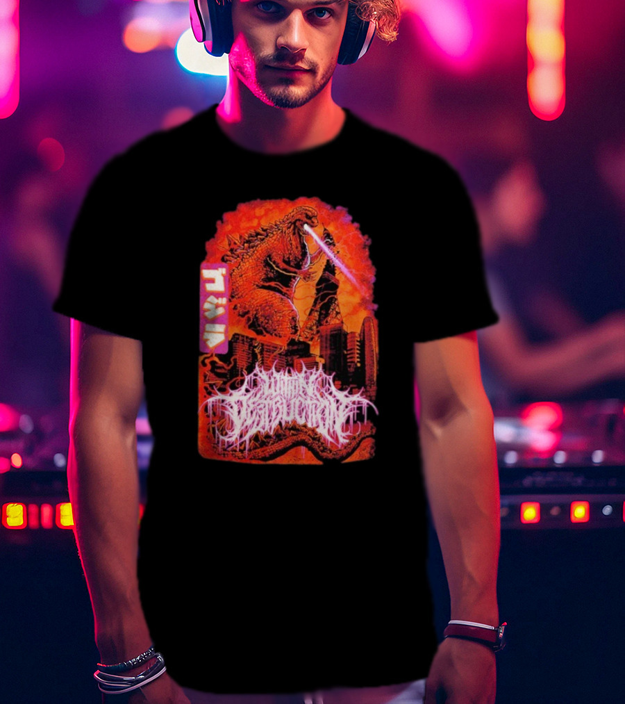 Within Destruction Reptile Kaiju Tokyo Destruction Scene T-Shirt