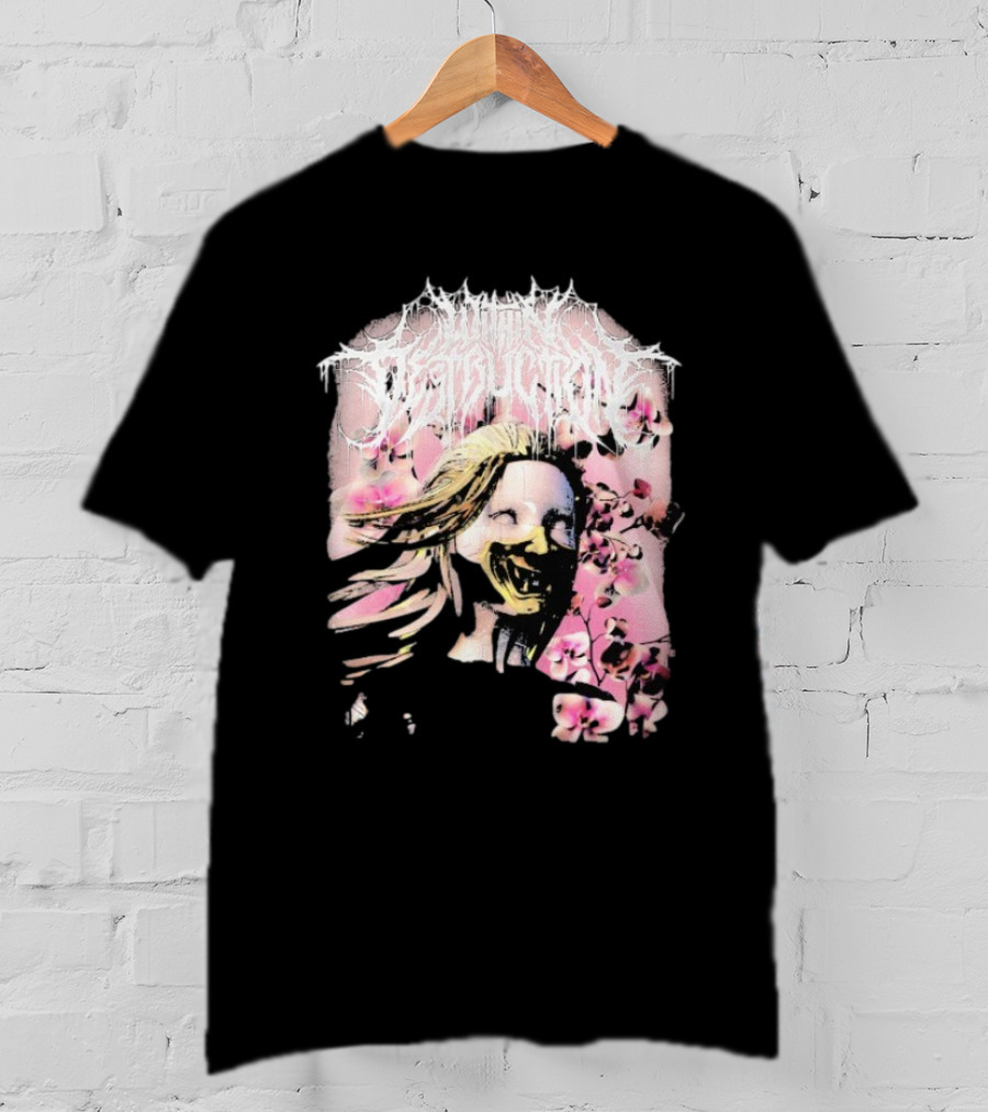 Within Destruction Yokai Cherry Blossoms Masked Face Design T-Shirt