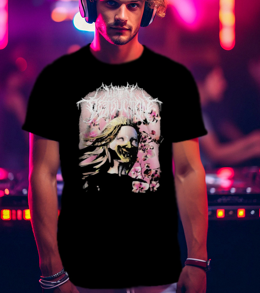 Within Destruction Yokai Cherry Blossoms Masked Face Design T-Shirt