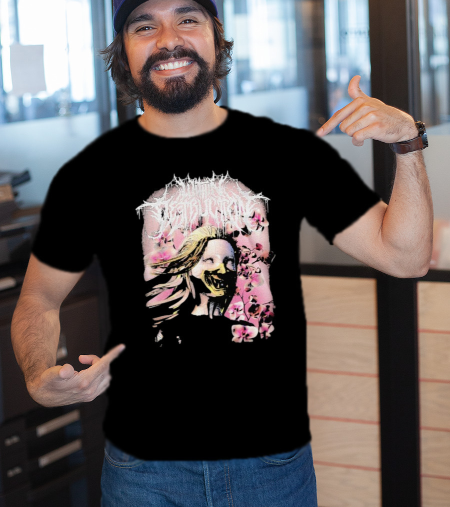 Within Destruction Yokai Cherry Blossoms Masked Face Design T-Shirt