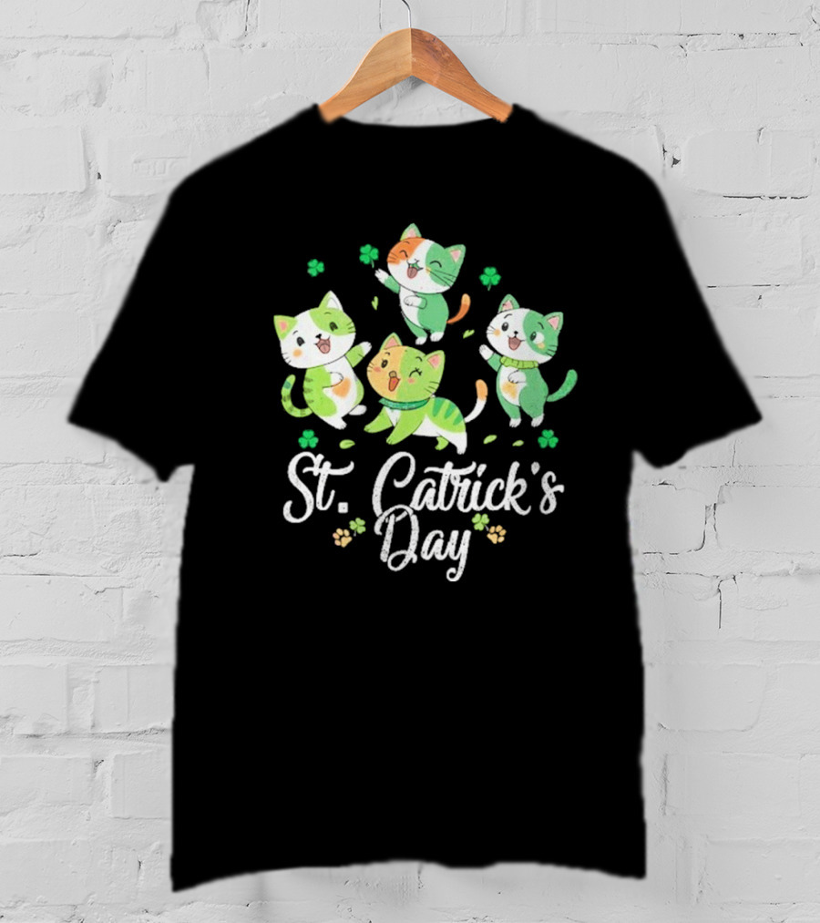 St Catricks Day Cats St Patricks Day Cat Lover St Pattys T-Shirt