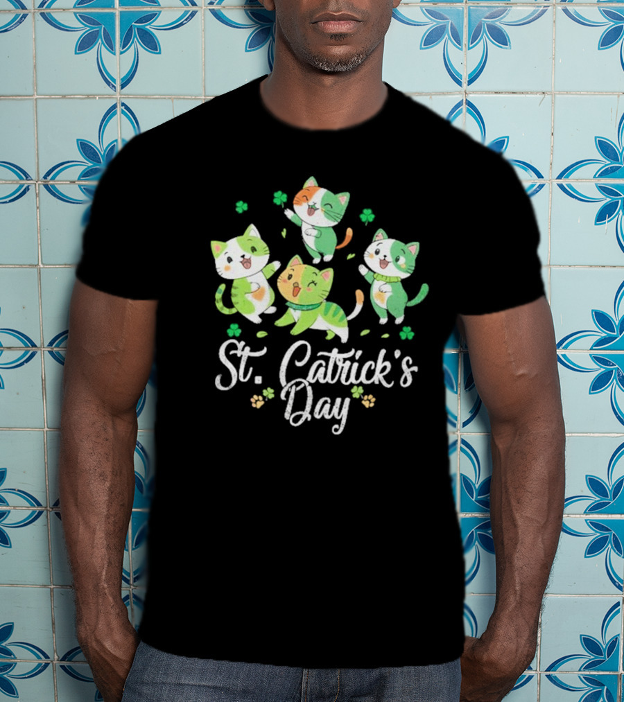 St Catricks Day Cats St Patricks Day Cat Lover St Pattys T-Shirt