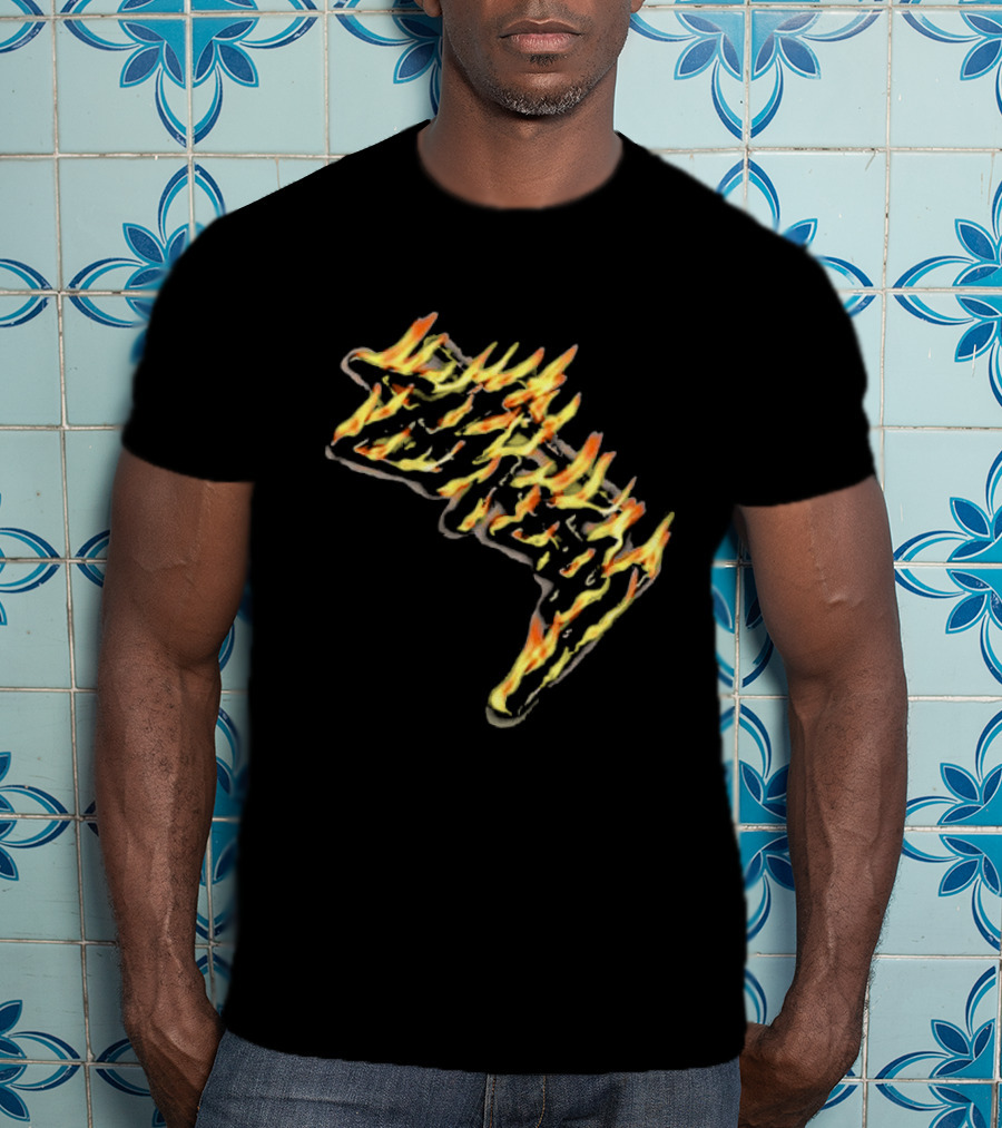 Stussy Burning Stock Flame Graphic Midnight T-Shirt