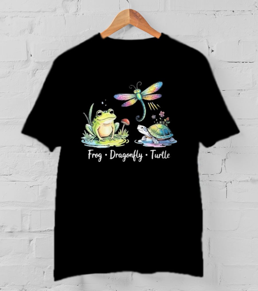 Frog Dragonfly Turtle Subtle Political Humor T-Shirt