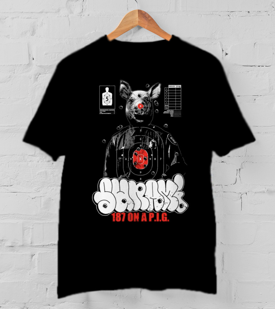 Sunami Pig 187 Target Shooting Pig Design T-Shirt