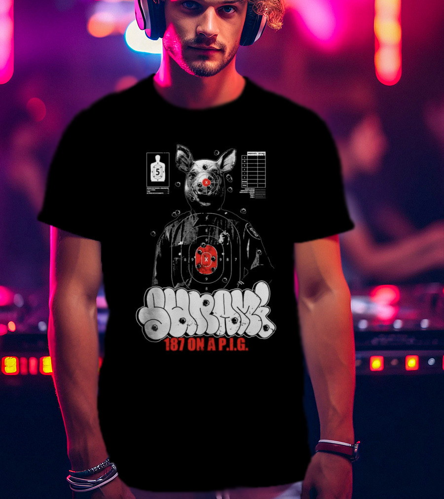 Sunami Pig 187 Target Shooting Pig Design T-Shirt