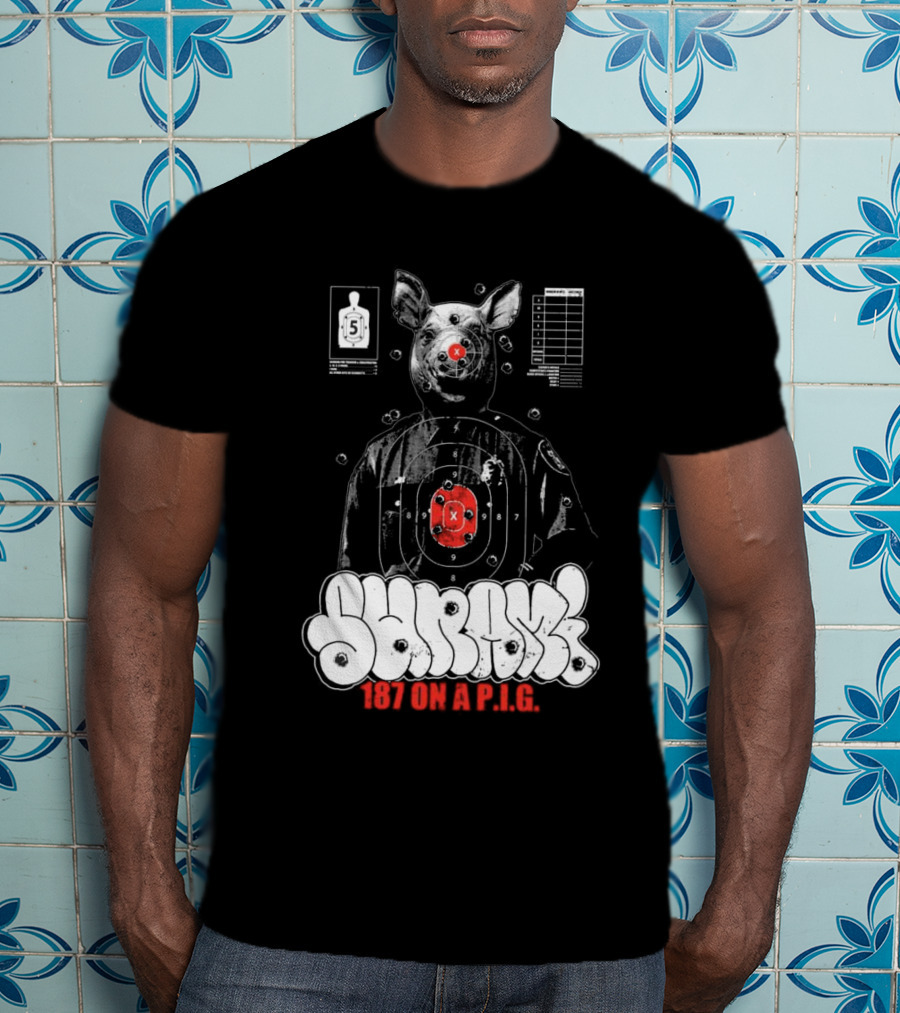 Sunami Pig 187 Target Shooting Pig Design T-Shirt
