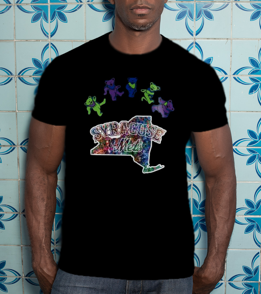 Syracuse Mets Grateful Dead Night 2025 New York Tie-Dye Dancing Bears T-Shirt
