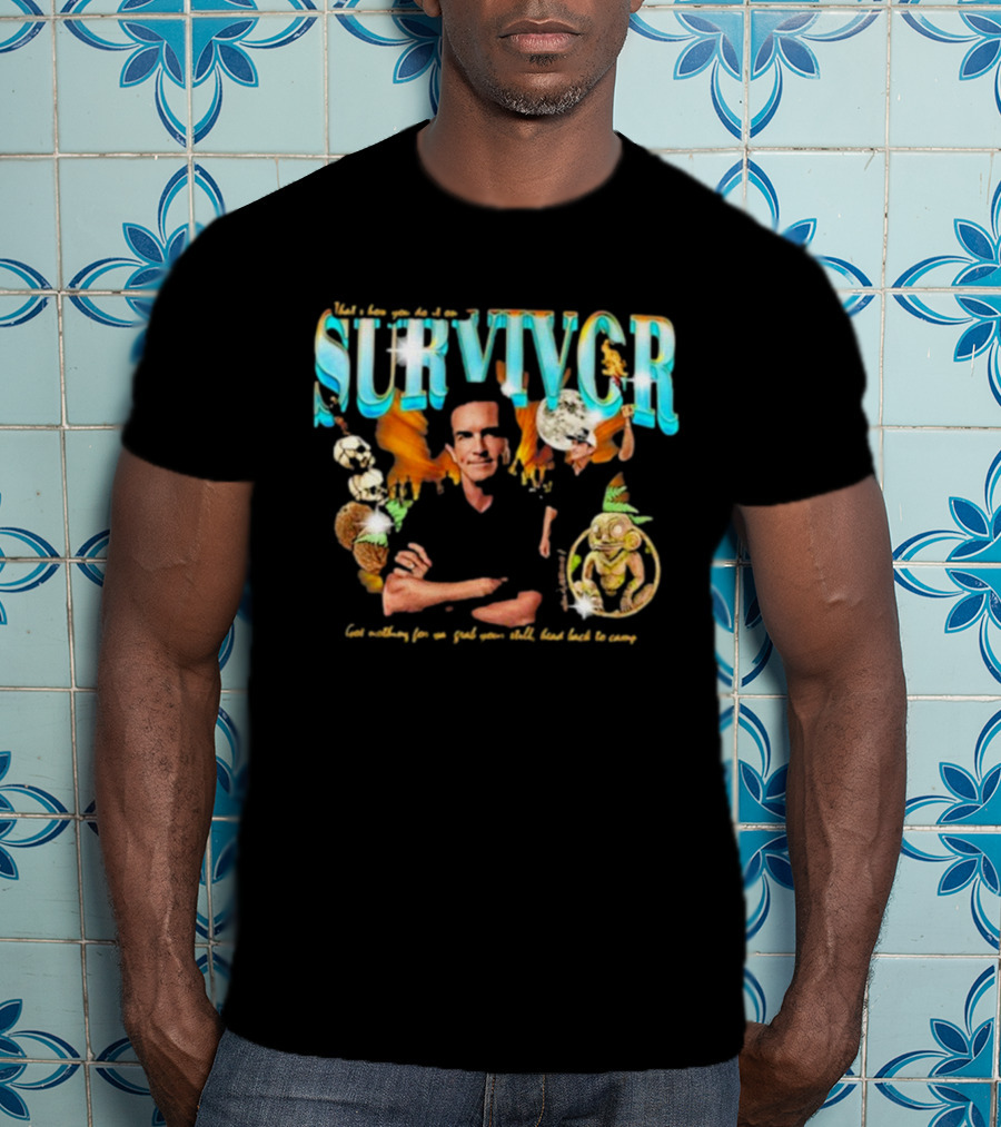 Survivor Jeff Probst Heartthrob Vintage Tiki Idol And Torches T-Shirt