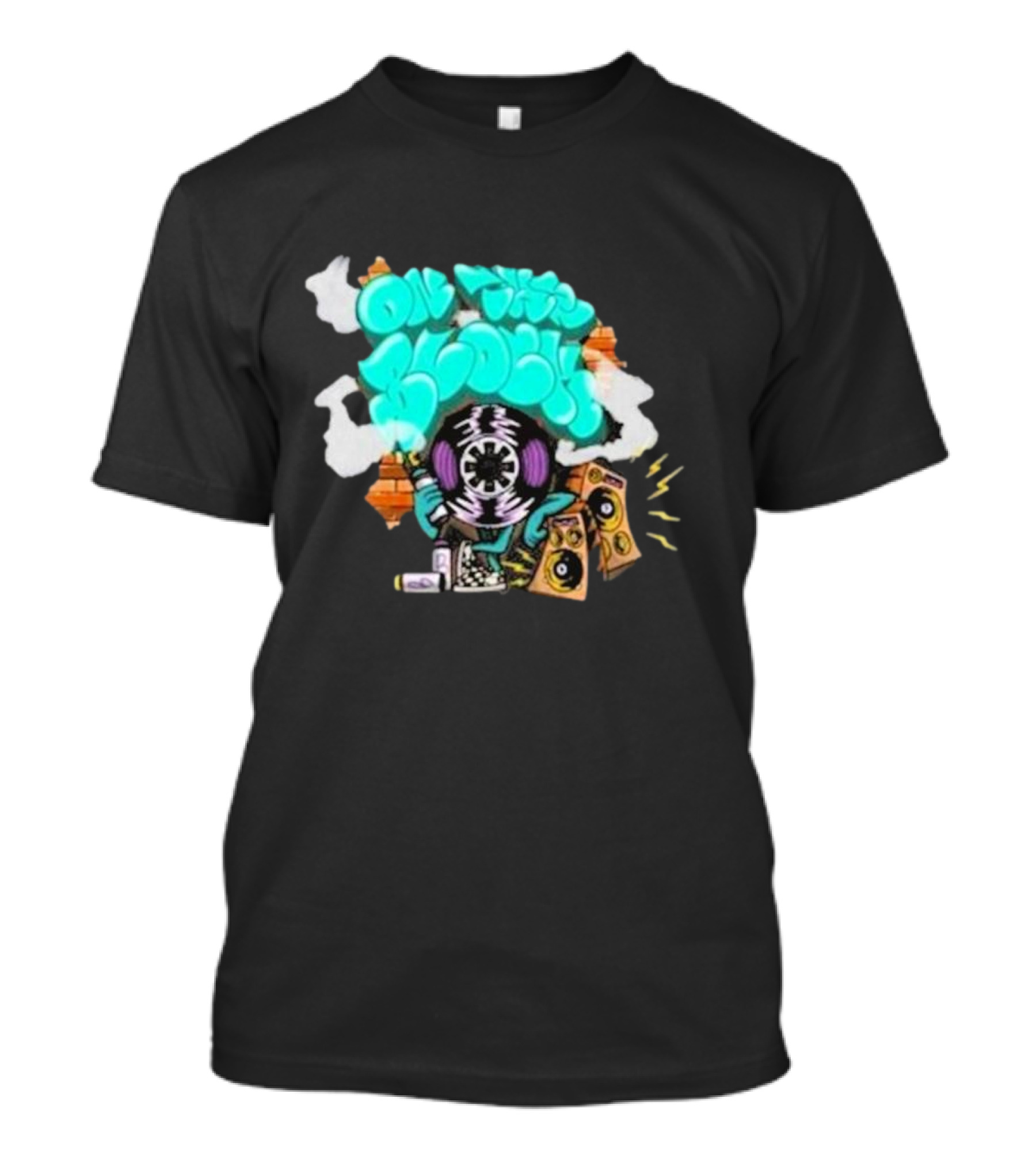 Old This Block Graffiti Tape Art With Speakers And Lightning T-Shirt