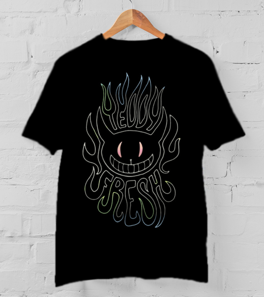 Teddy Fresh Flamin’ Hot Alien Smiling Flame Creature T-Shirt