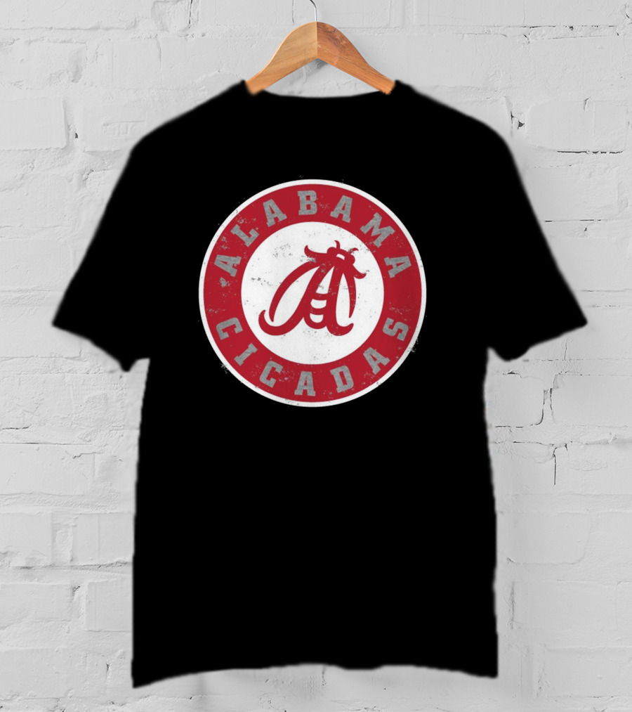 Alabama Cicadas Team Red Emblem With Stylized Bug T-Shirt
