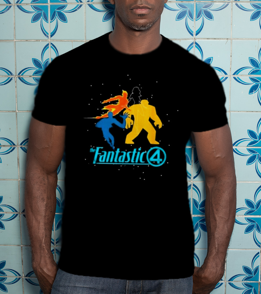 Fantastic Four Team Explosive Silhouette Action T-Shirt