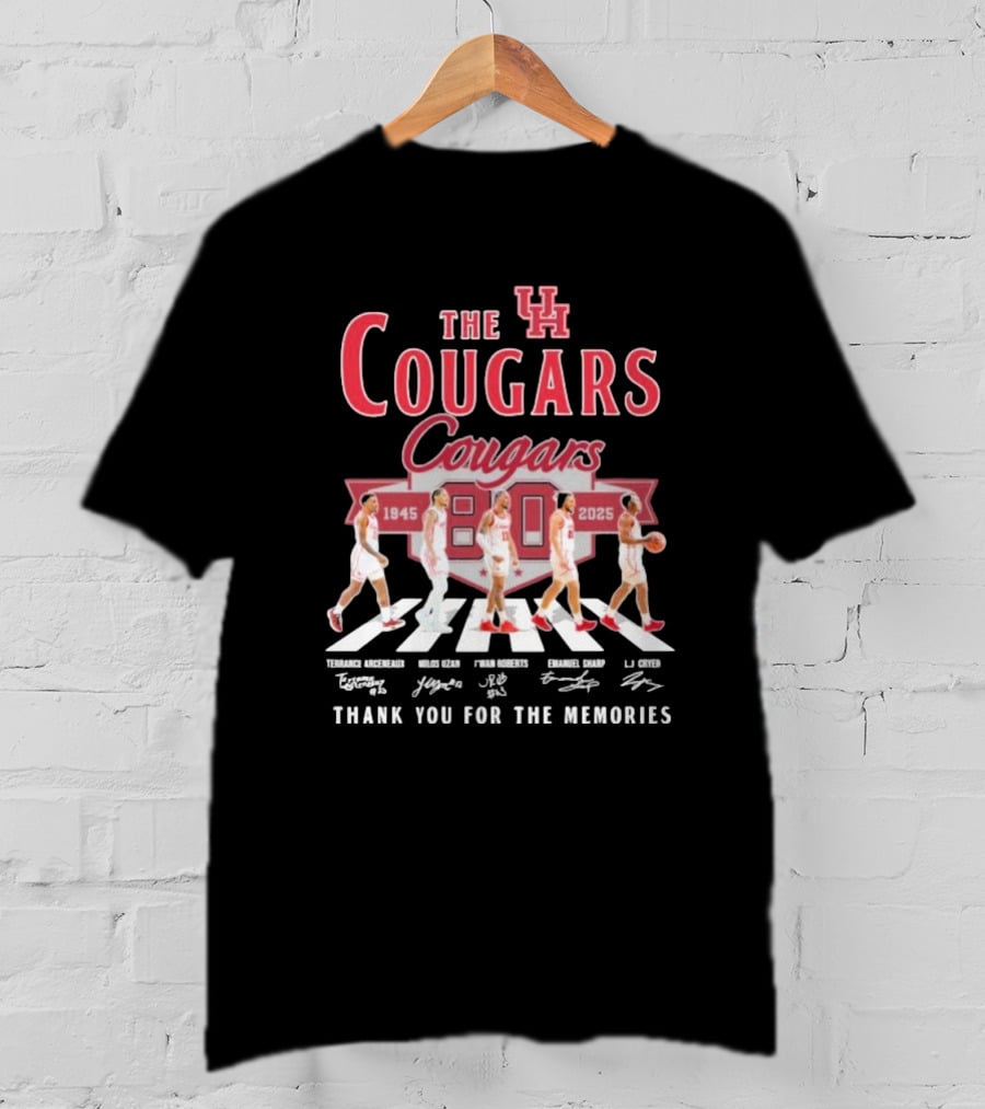 The Houston Cougars 80 Years 1945-2025 Thank You For The Memories Abbey Road Style T-Shirt