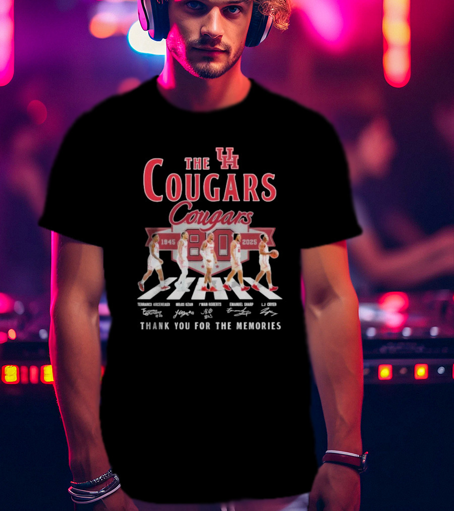 The Houston Cougars 80 Years 1945-2025 Thank You For The Memories Abbey Road Style T-Shirt