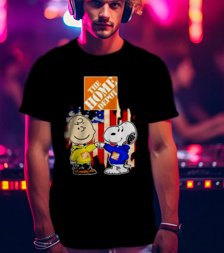 The Home Depot Charlie Brown Snoopy American Flag T-Shirt