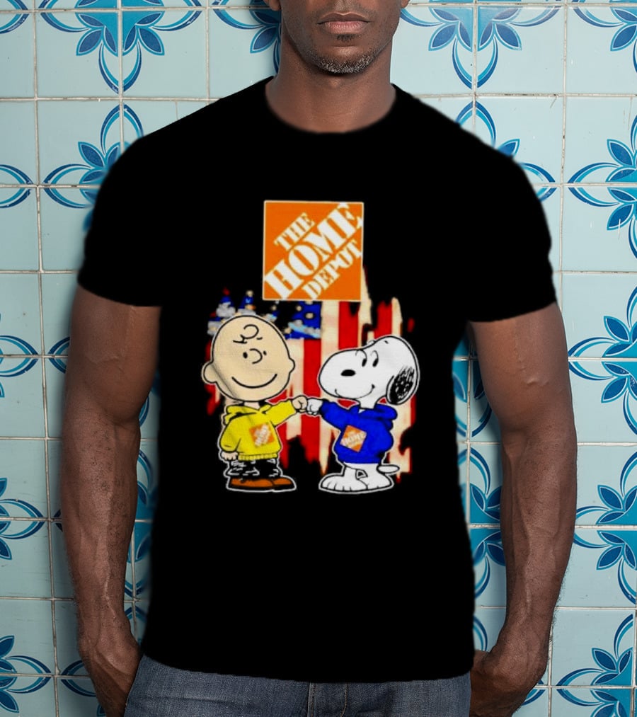 The Home Depot Charlie Brown Snoopy American Flag T-Shirt