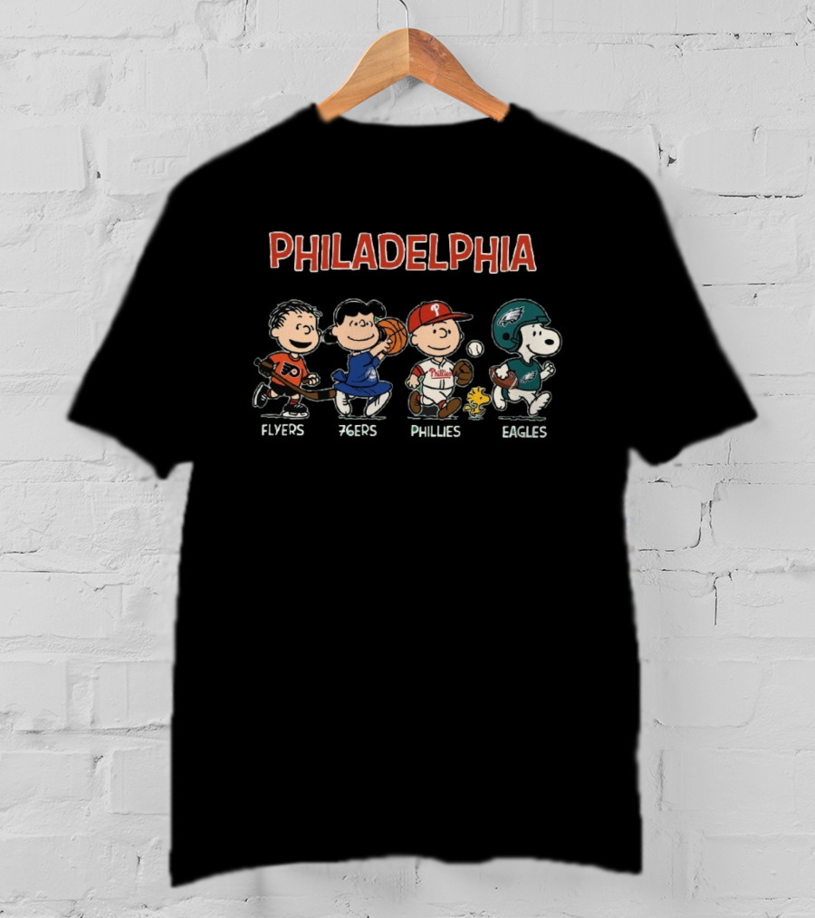 Philadelphia Peanuts Characters Flyers 76ers Phillies Eagles T-Shirt