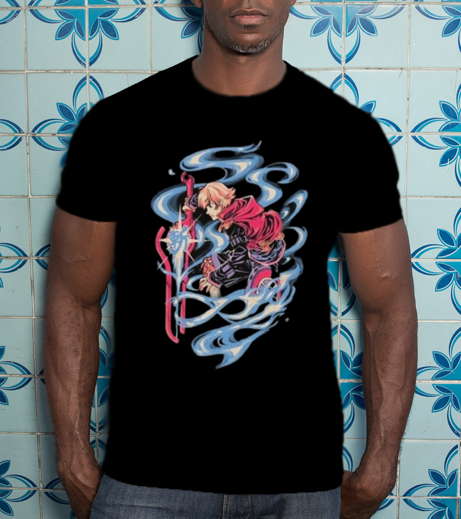 The Yetee Ether Blade Character With Energy Sword And Flowing Elements T-Shirt