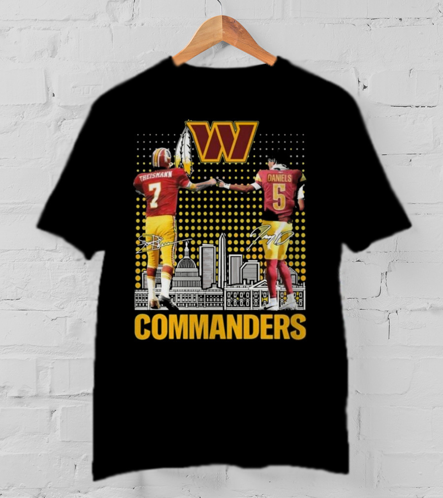 Commanders Theismann Daniels Football Signatures T-Shirt